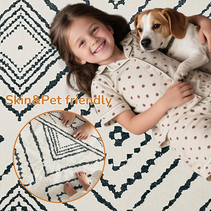 Area Rug 3x5 Rug Machine Washable Non-Slip Low Pile Print Pattern Western Rug - Image 3