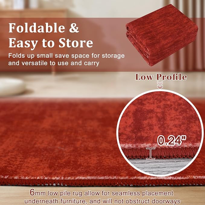 RUGSREAL 5x7 Living Room Area Rug Modern Solid Color Area Rugs Non-Slip Stain - Image 4