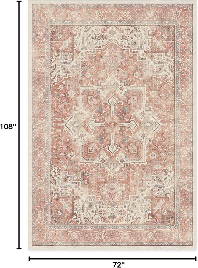 RUGGABLE Washable Area Rug – Kamran Rose Pink 6x9, Stain-Resistant, Non-Slip – - Image 2