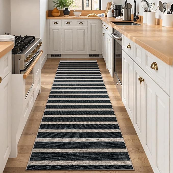 Lahome Striped Easy Jute Runner Rug, 2x8 Kitchen Rug Non Slip Washable Outdoor - Image 3