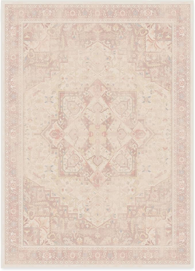 RUGGABLE Washable Area Rug – Kamran Soft Pink 10x14, Stain-Resistant, Non-Slip - Image 3