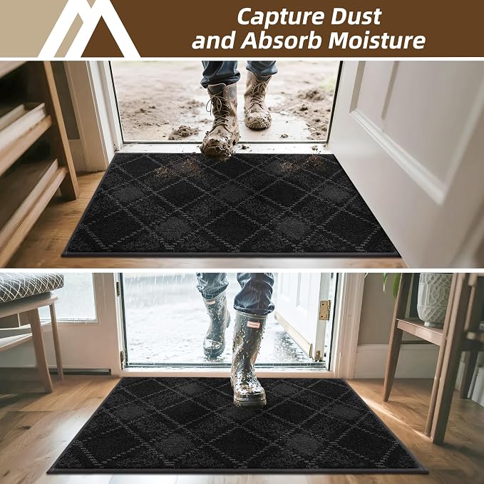 COSY HOMEER Plaid Door Mat 32" x 48", Dirt Trapper Entryway Rugs, Non-Slip - Image 3