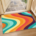 Retro Rugs for Living Room 70s -Abstract Wave Rug, 5x6 ft, Colorful Rainbow - Image 4