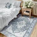 Area Rugs 3'x5' Washable Non-Slip, Floral Vintage Distress Print Pattern by RELEANY