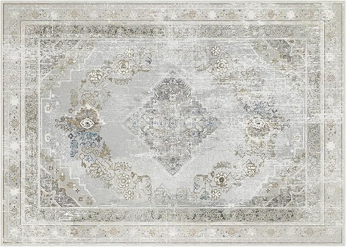 Phantoscope Washable Area Rug 5'x7' Non-Slip, Vintage Neutral Rugs - Image 2