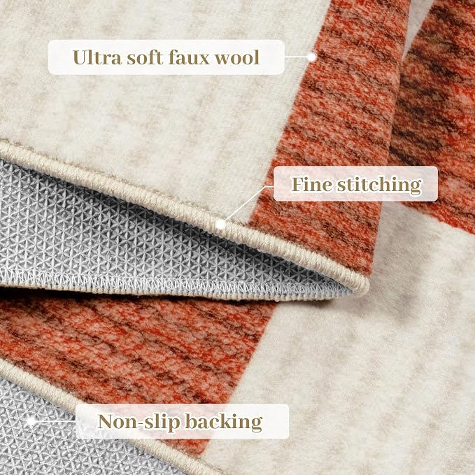 LIVEBOX 8x10 Area Rugs for Living Room, Checkered Non-Slip Washable Rugs - Image 8