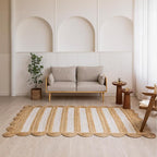 HOMEMONDE Scalloped Jute Area Rug 8'x10' Natural Stripe - Image 2