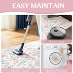 Pink Rug Bow Floral 8x10 Rug, Washable Area Rugs - Image 7