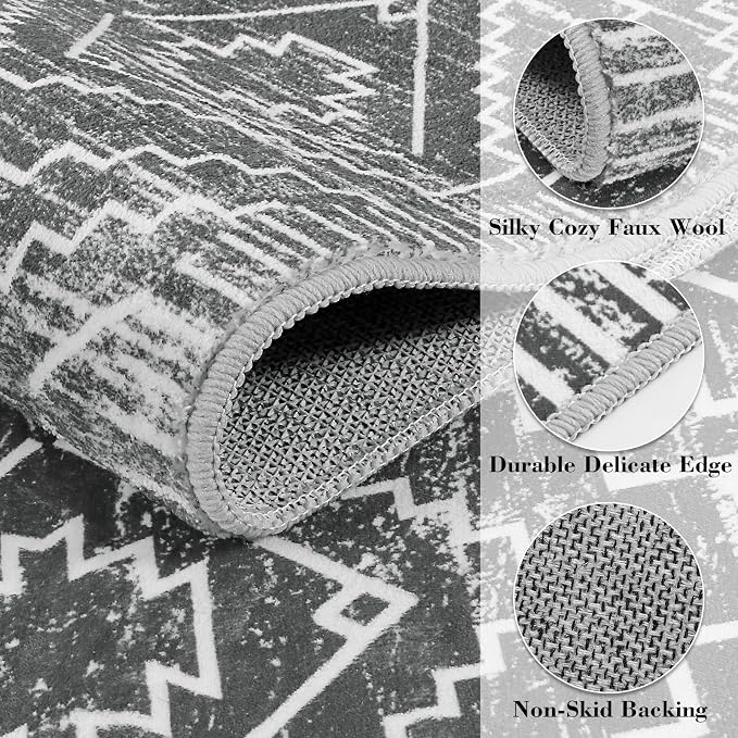 Wonnitar Moroccan 3x5 Washable Area Rug, Boho Living Room Rug, Non-Slip - Image 2