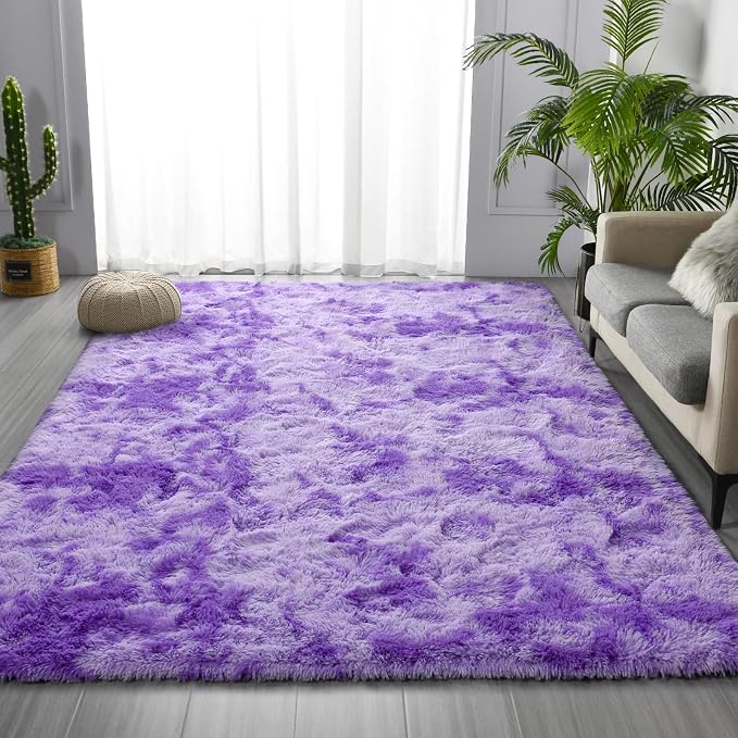 Large Shag Area Rugs 6 x 9, Tie-Dyed Plush Fuzzy Rugs - Image 3