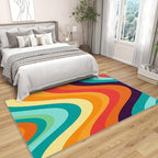 Retro Rugs for Living Room 70s -Abstract Wave Rug, 5x6 ft, Colorful Rainbow - Image 3