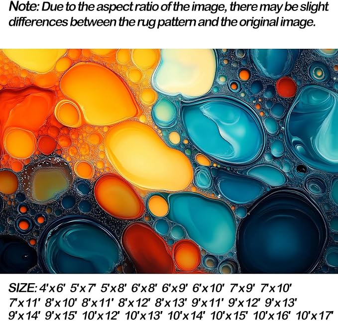Modern Abstract Area Rug, Fluid Art Abstract Area Rug, Modern Colorful Bubbles - Image 2