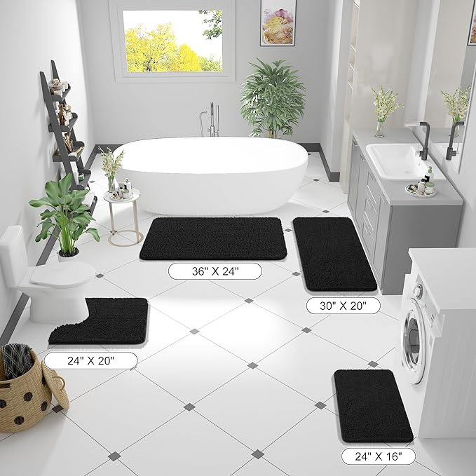 OLANLY Bathroom Rugs 45x27, Extra Soft Absorbent Chenille Bath Rugs, Rubber - Image 2