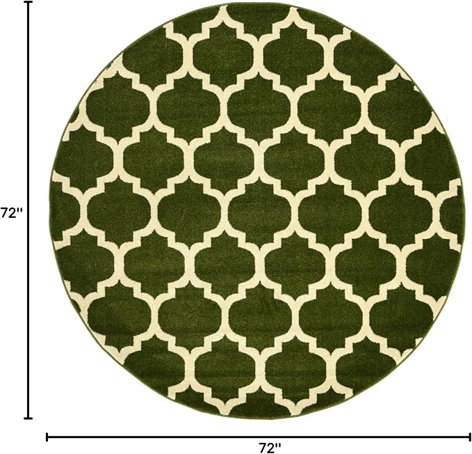 Rugs.com Lattice Collection Rug – 6 Ft Round Dark Green Medium Rug Perfect - Image 2