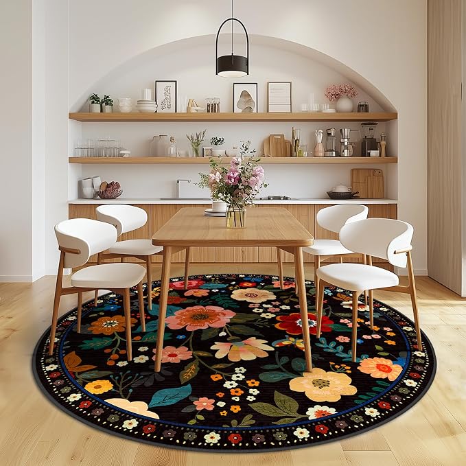 Floral 6ft Area Rug Machine Washable Soft Print Boho Carpet Non Slip Doormat - Image 9