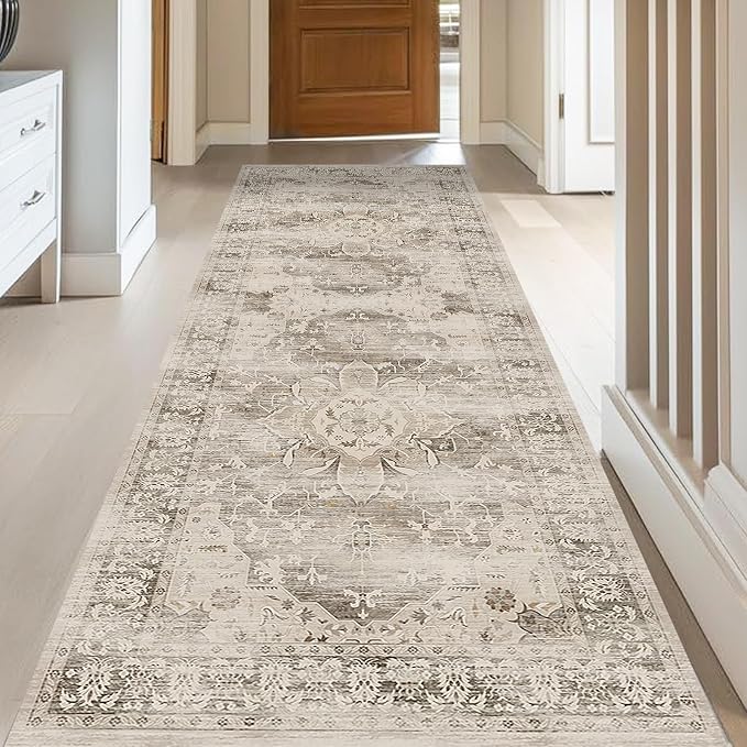 Washable Runner Rugs for Entryway 2x6 Non-Slip Low Pile Vintage Runners for by RUGYHOME
