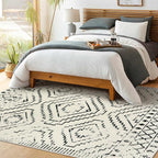 Wonnitar Moroccan Washable Rugs 5x7, Large White Tribal Area Rug - Image 7