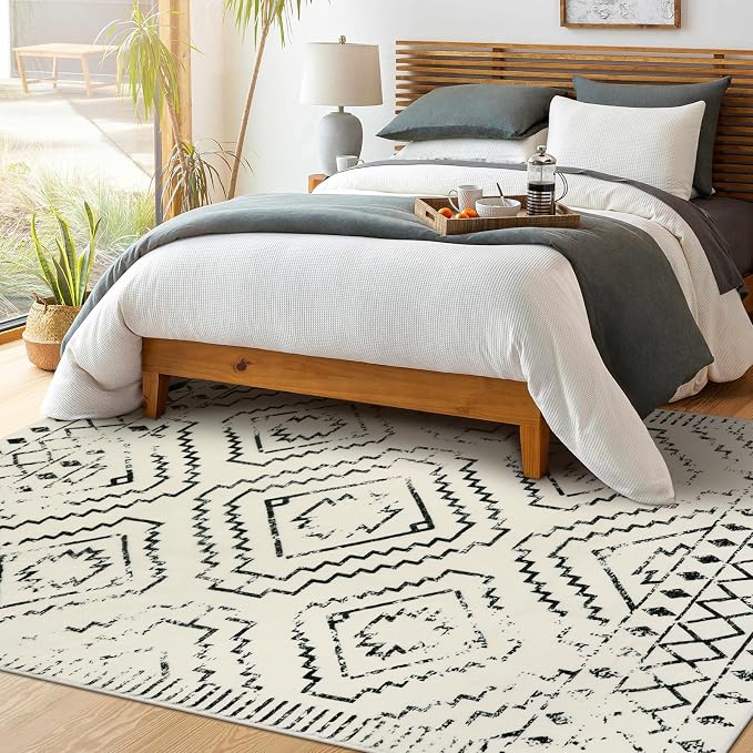 Wonnitar Moroccan Washable Rugs 5x7, Large White Tribal Area Rug - Image 7
