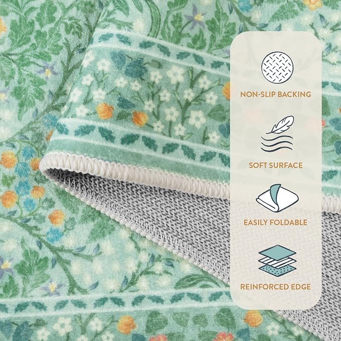 Lahome Floral Entryway Rug, 2x3 Kitchen Rugs Non Slip Washable Boho Green Forest - Image 7