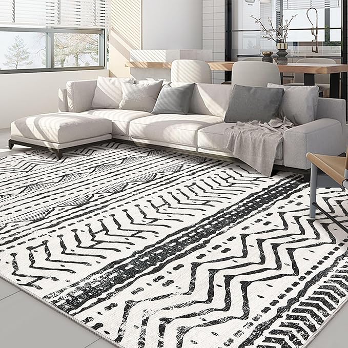 Nakagishi Area Rug Living Room Rugs: 6X9 Machine Washable Boho Large Neutral by NakagishiAreaRug