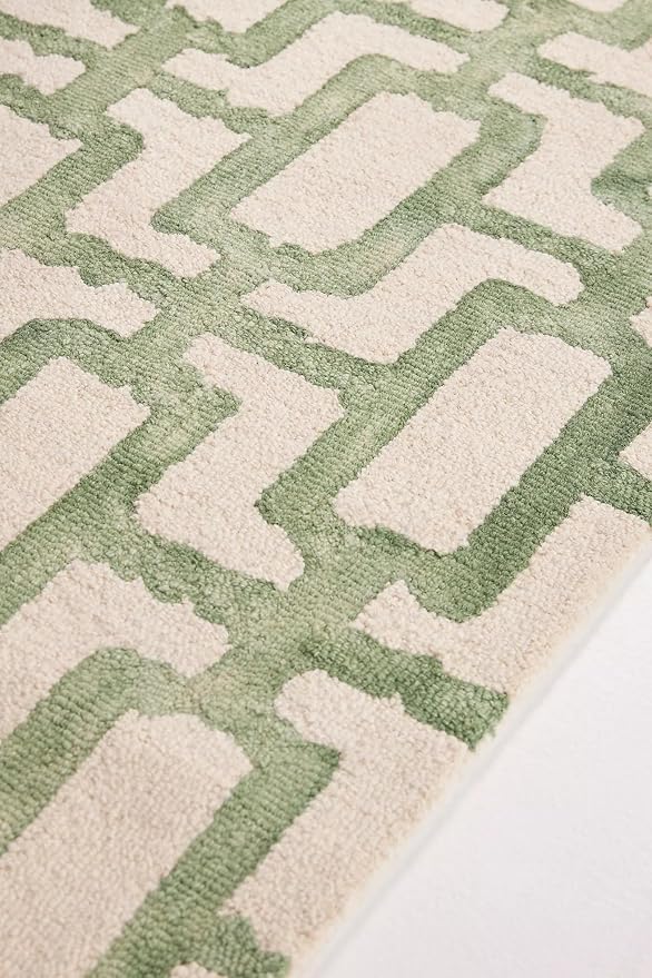Hand-Tufted Wool Marengo Rug in Green – Modern Geometric Pattern Carpet - Image 3