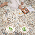 9x12 Area Rug Living Room: Washable Boho Large Neutral Vintage Soft Rugs Stain - Image 8