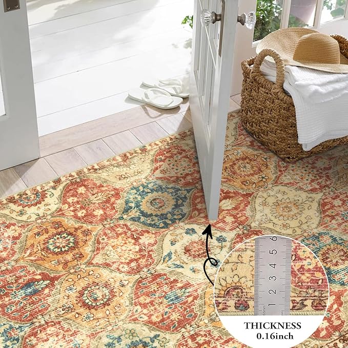 Lahome Moroccan Trellis Round Area Rugs, Washable Small Round Rug 3ft Non-Slip - Image 3