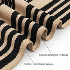 Black and Khaki Striped Rugs 2.3'x3.6', Washable Hand Woven Front Door Rug - Image 4