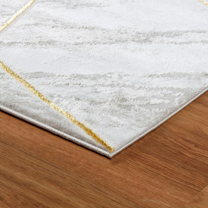 GLORY RUGS Area Rugs Marble 5x7 Cream Gold Carpet Modern Abstract Rug Living - Image 6