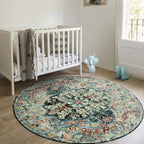 Lahome Bohemian Floral Medallion Round Rug - 4Ft Entryway Round Area Rug Soft - Image 8