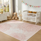 WITSHOCK Pink Rugs 7x9 for Bedroom Girls, Floral Modern Distress Print Pattern - Image 4