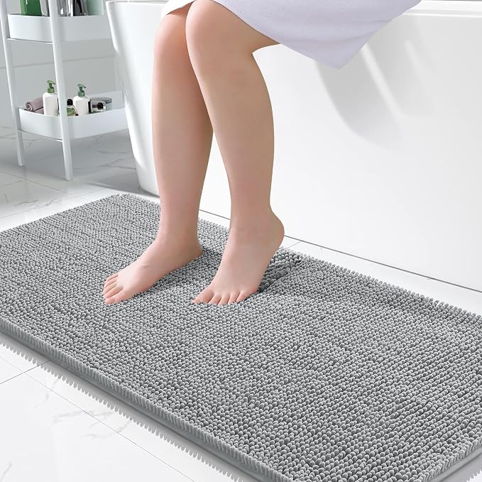 OLANLY Bathroom Rugs 50x30, Extra Soft Absorbent Chenille Bath Rugs, Rubber by OLANLY