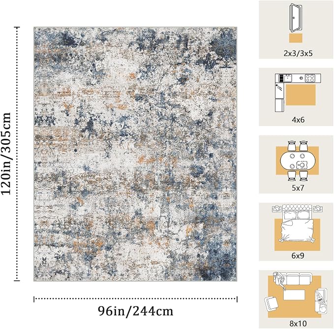 8x10 Washable Area Rug for Living Room, Kids and Pets Friendly for Bedroom - Image 2
