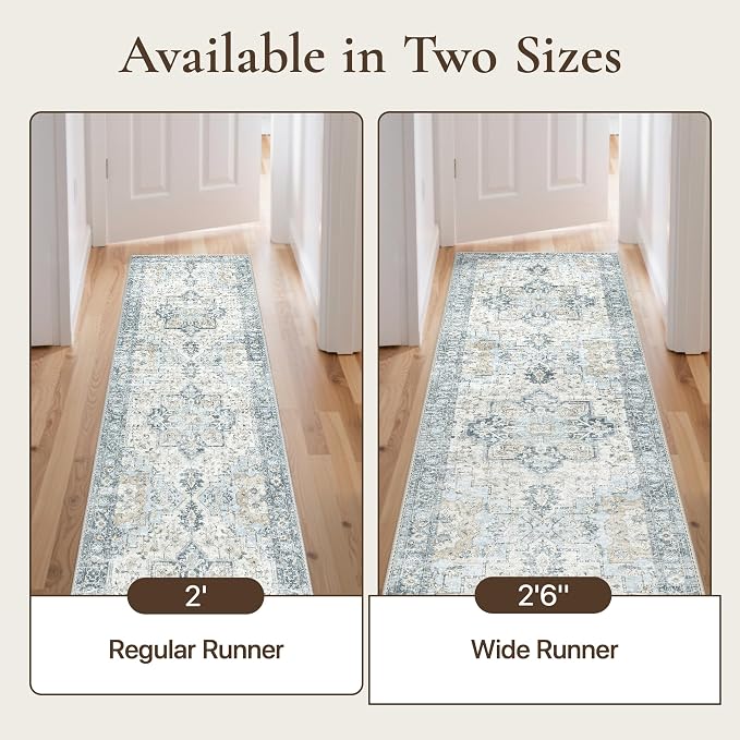 GENIMO Runner Rug 2'6"x6, Non Slip Vintage Hallway Runner Rugs, Low Pile - Image 3