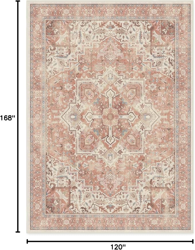 RUGGABLE Washable Area Rug – Kamran Rose Pink 10x14, Stain-Resistant, Non-Slip - Image 2