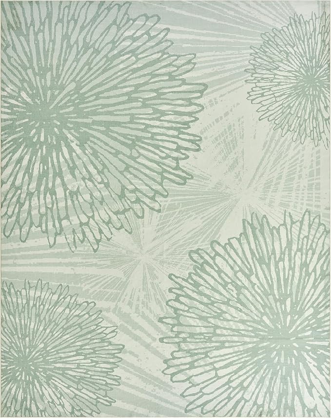 WITSHOCK 9x12 Washable Rug for Living Room, Modern Floral Distress Print - Image 7
