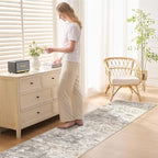 2X10 Washable Runner Rug for Hallway: Soft Neutral Modern Abstract Area Rug - Image 4