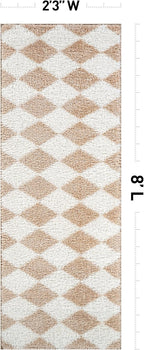 Rugshop Diamond Wave Shag Runner Rug Beige 2' 3" x 8' Perfect - Image 2