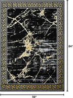 GLORY RUGS Area Rugs Marble 5X7 Black Gold Carpet Modern Abstract Rug Living - Image 2