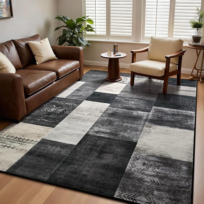 DweIke Washable Area Rugs for Living Room, 5x7 Soft Bedroom Rugs, Geometric - Image 9
