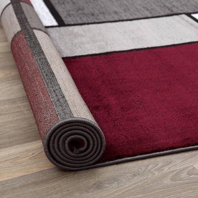 Rugshop Modern Geometric Boxes Red Area Rug, Fade-Resistant Carpet - Image 5