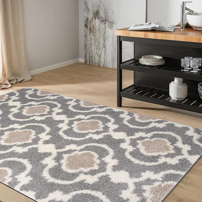 Rugshop Cozy Moroccan Trellis Gray/Cream 5'3" x 7'3" Indoor Shag Area Rug - Image 8