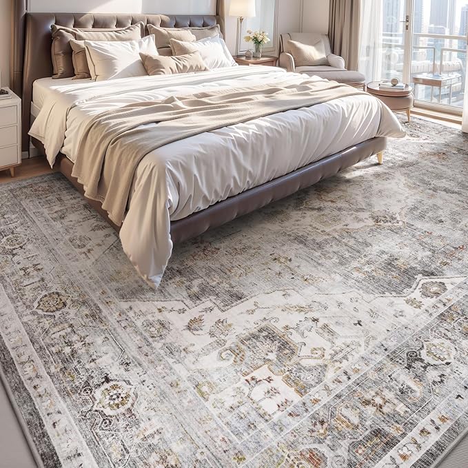 AMOAMI-4X6 Area Rugs for Living Room -Soft Vintage Bedroom Rugs-Non Slip - Image 3