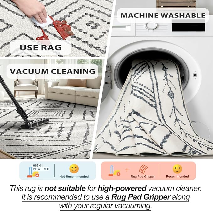 Area Rug 10x14 Rug Machine Washable Non-Slip Low Pile Print Pattern Western Rug - Image 3