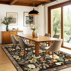 Floral 9x12 Area Rug Machine Washable Soft Print Boho Carpet Non Slip Doormat - Image 6