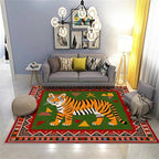 Colorful Tiger Pattern Area Rug, Stylish Geometric Border Tiger Rug, Add Unique - Image 2