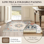 Area Rugs Square 4ft Washable Non-Slip, Floral Vintage Distress Print Pattern - Image 3