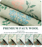 YIHOUSE Green Floral Print Rugs, Moroccan Trellis 9x12 Washable Large Rug - Image 4
