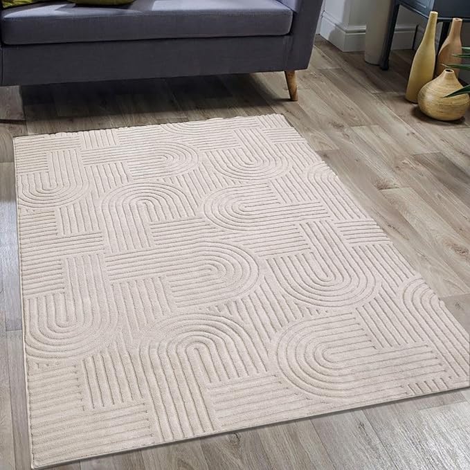 SHACOS Soft Cozy Fluffy Geometric High-Low Arch Rug 4'x5'3" Non Slip Washable - Image 6