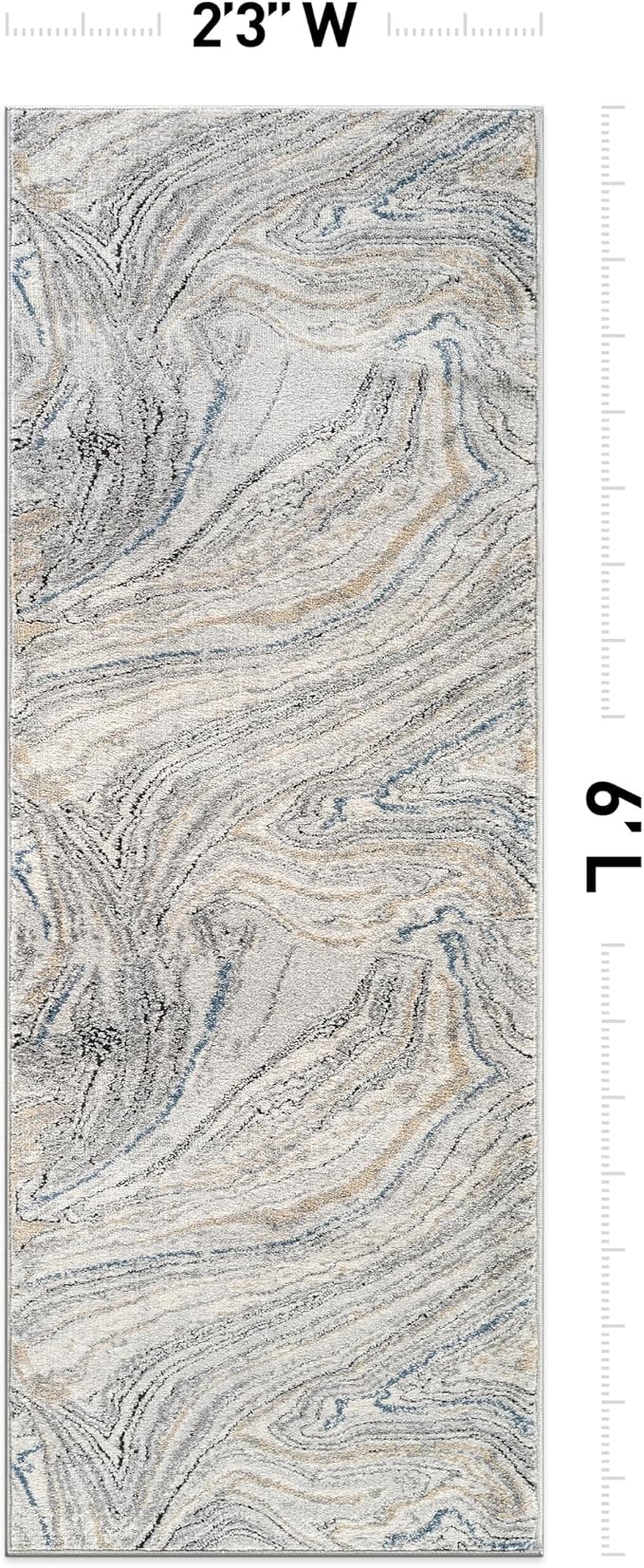 Rugshop Marble Swirl Distressed Gray Area Rug Modern Indoor Rug - Image 2